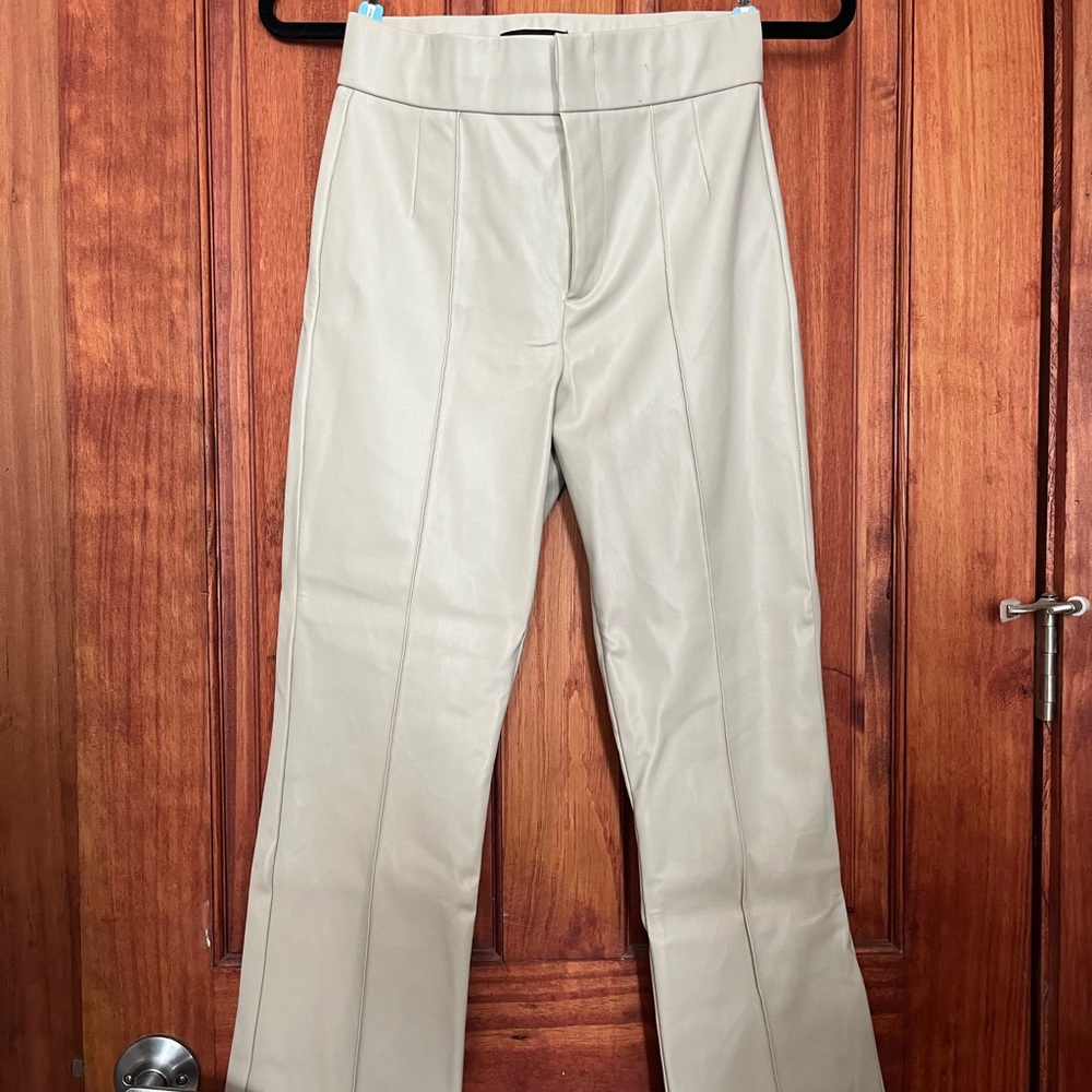 Zara lined leather straight pants